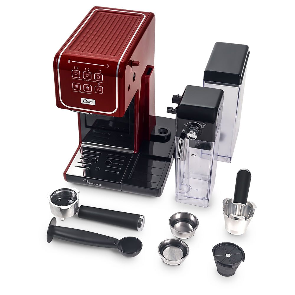 Cafeteira Espresso Oster PrimaLatte Touch Red para Cápsula, Pó e Sachê
