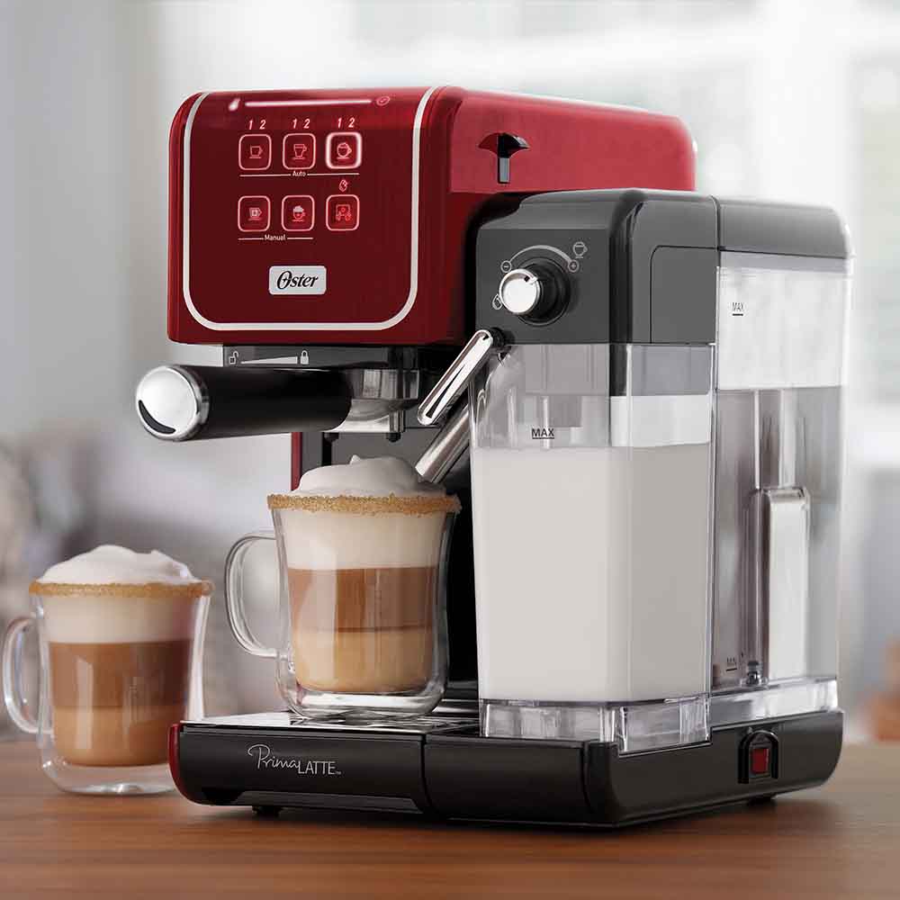 Cafeteira Espresso Oster PrimaLatte Touch Red para Cápsula, Pó e Sachê