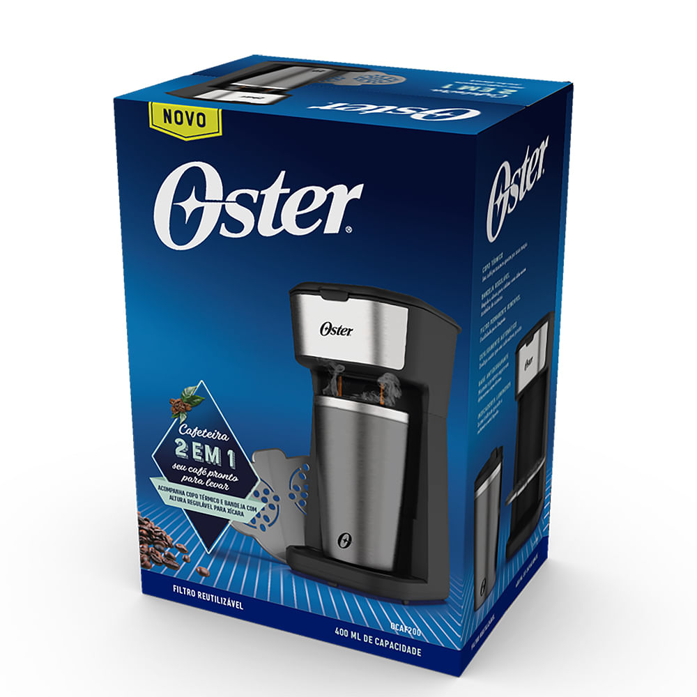 Cafeteira Oster 2Day Inox 2 em 1 com Copo Térmico