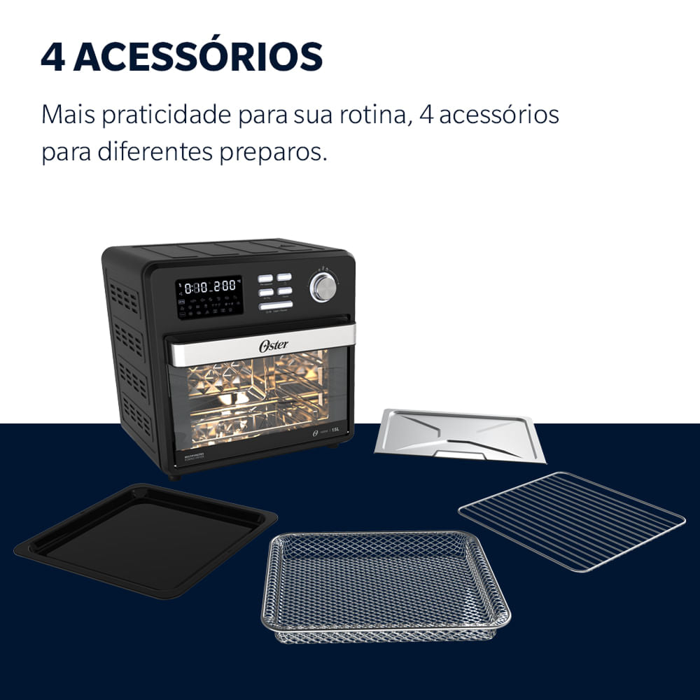 Forno e Fryer 15L Oster Multifunções Compact 10 em 1