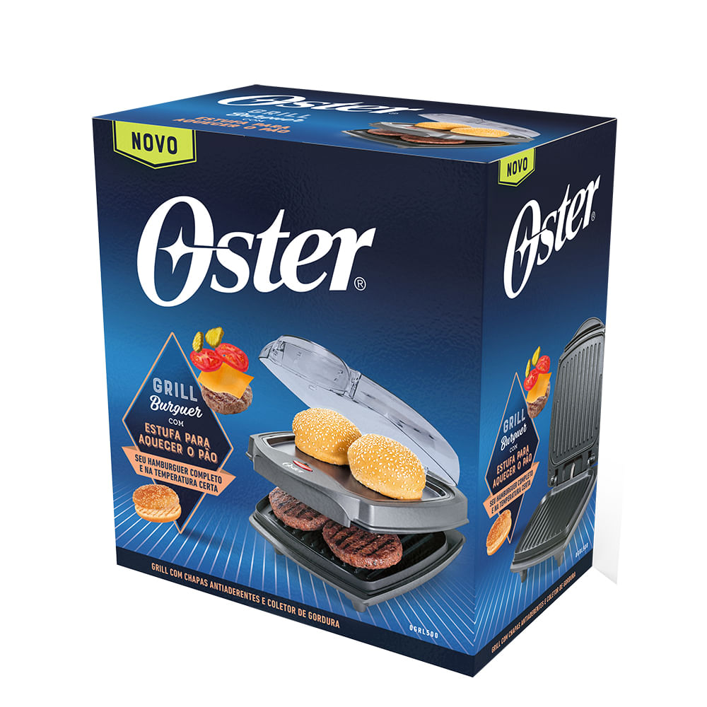 Grill Elétrico Burguer Oster 2 em 1 com Estufa