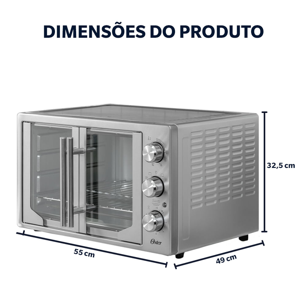 Forno e Fritadeira Sem Óleo Oster 42L French Door 2 em 1