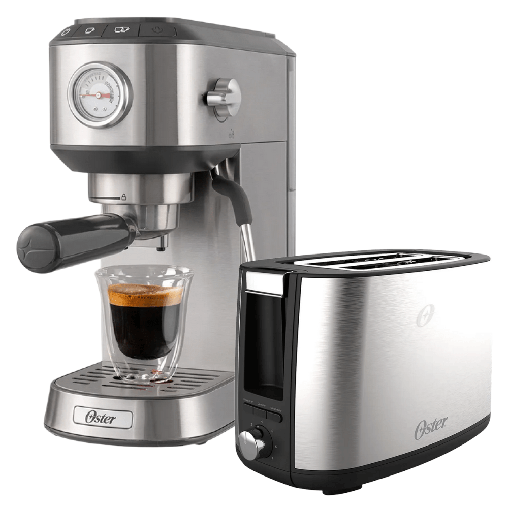 Kit Cafeteira Espresso Compacta e Torradeira Inox Oster