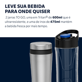 Blender Power Inox Oster com 2 Jarras To Go - 127V