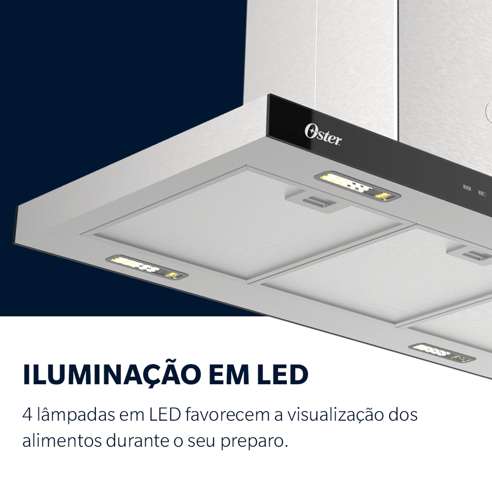 Coifa de Ilha Oster Inox Touch Control 90cm