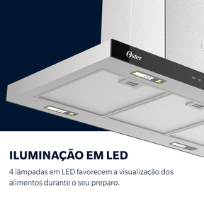 Coifa de Ilha Oster Inox Touch Control 90cm