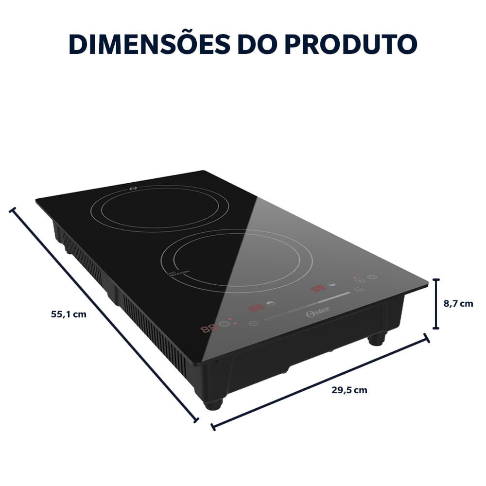 Cooktop de Indução 2 Bocas Oster Touch Screen 2 em 1 - 127V