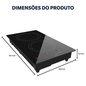 Cooktop de Indução 2 Bocas Oster Touch Screen 2 em 1 - 127V