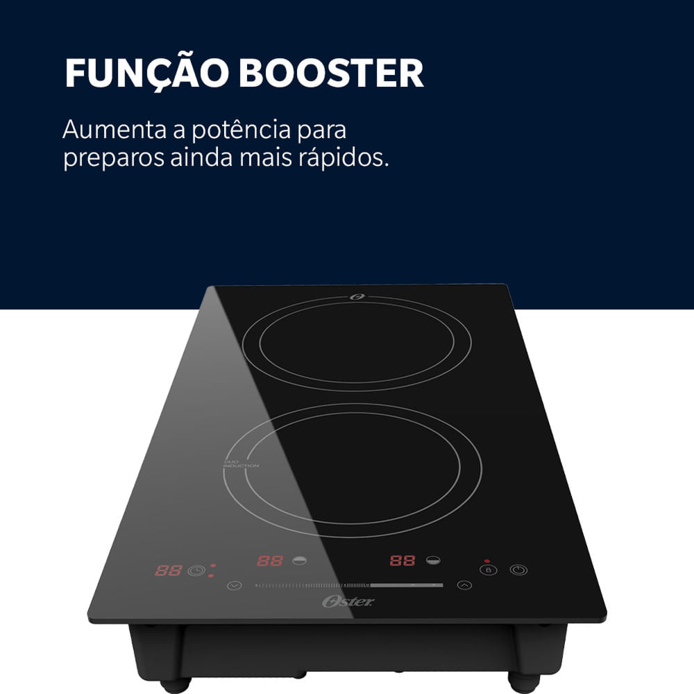 Cooktop de Indução 2 Bocas Oster Touch Screen 2 em 1 - 127V