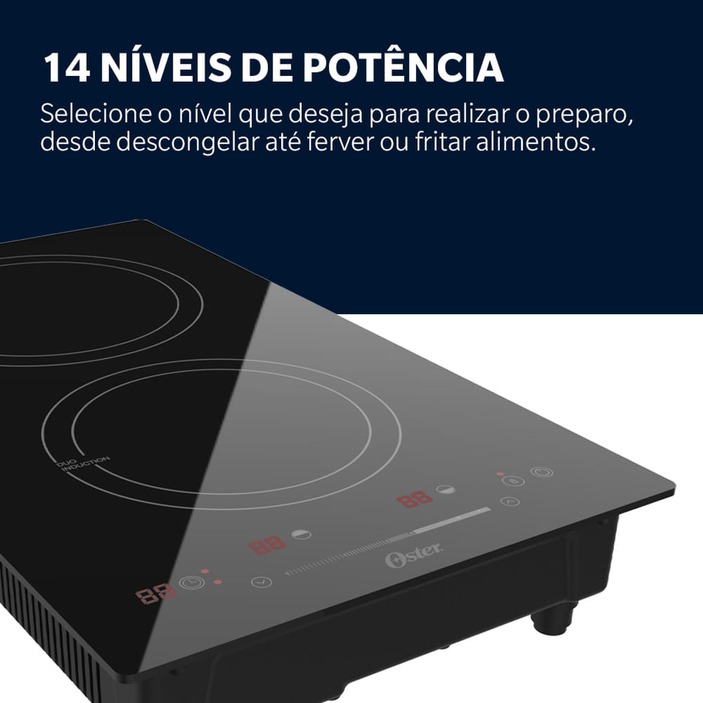 Cooktop de Indução 2 Bocas Oster Touch Screen 2 em 1 - 127V
