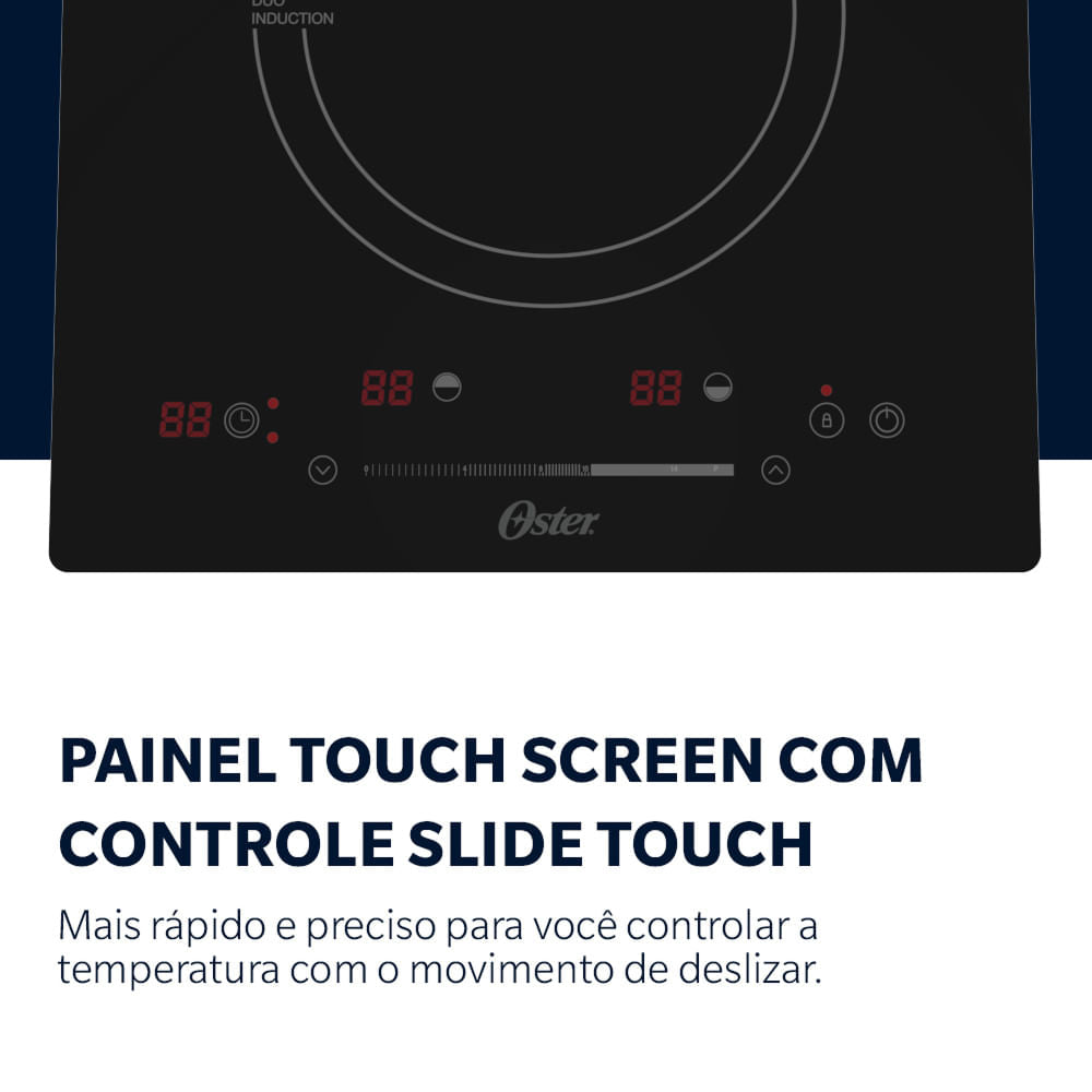 Cooktop de Indução 2 Bocas Oster Touch Screen 2 em 1 - 127V