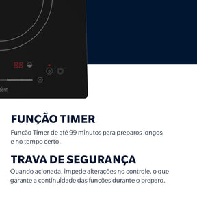 Cooktop de Indução 2 Bocas Oster Touch Screen 2 em 1 - 127V