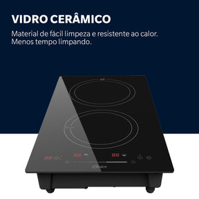 Cooktop de Indução 2 Bocas Oster Touch Screen 2 em 1 - 127V